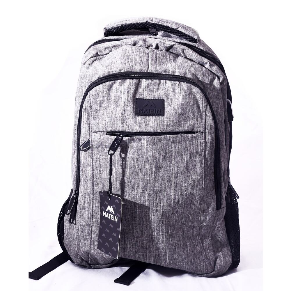 MATEIN Gray Laptop Backpack Travel USB Port Multi Pocket NWT